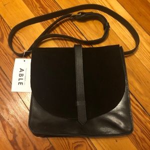 FashionABLE black suede/ leather crossbody bag